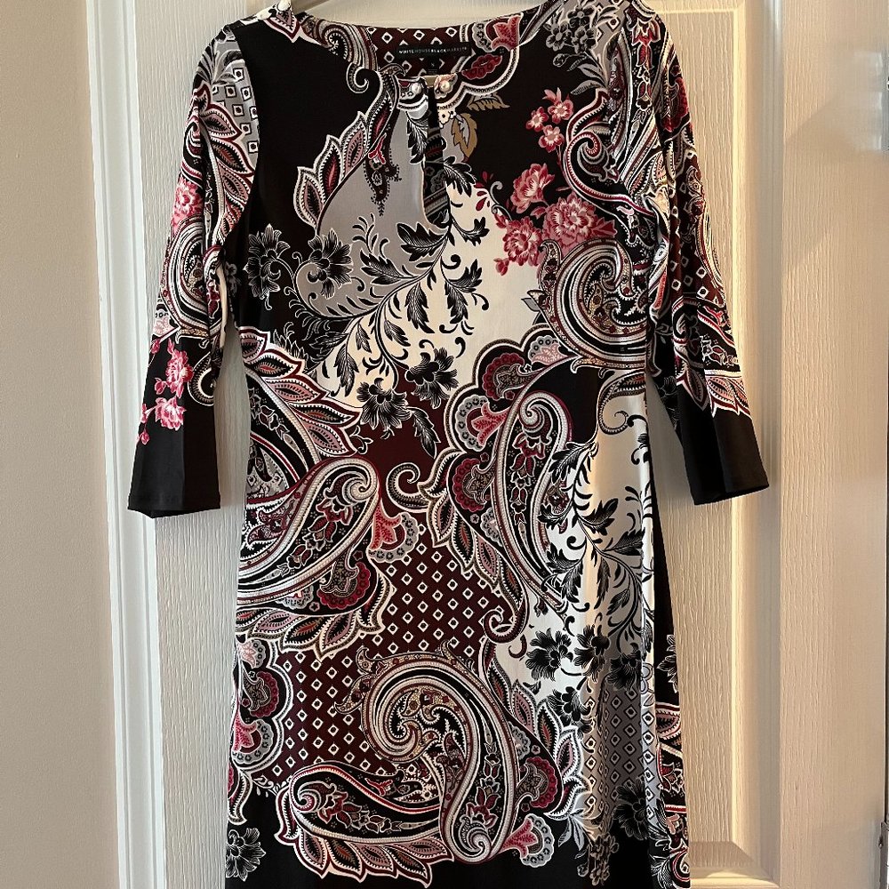 Black and Burgandy Paisley Dress
